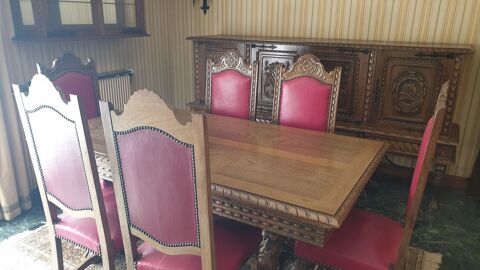 MAGNIFIQUE SALLE A MANGER STYLE RENAISSANCE ESPAGNOLE CHENE  1800 Amilly (45)