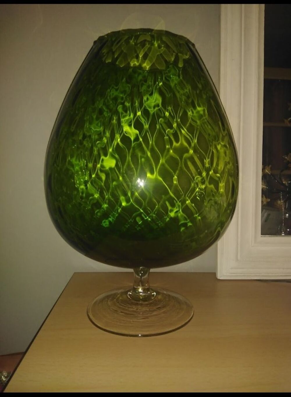 Grand vase vintage losanges ou verre forme tulipe Décoration