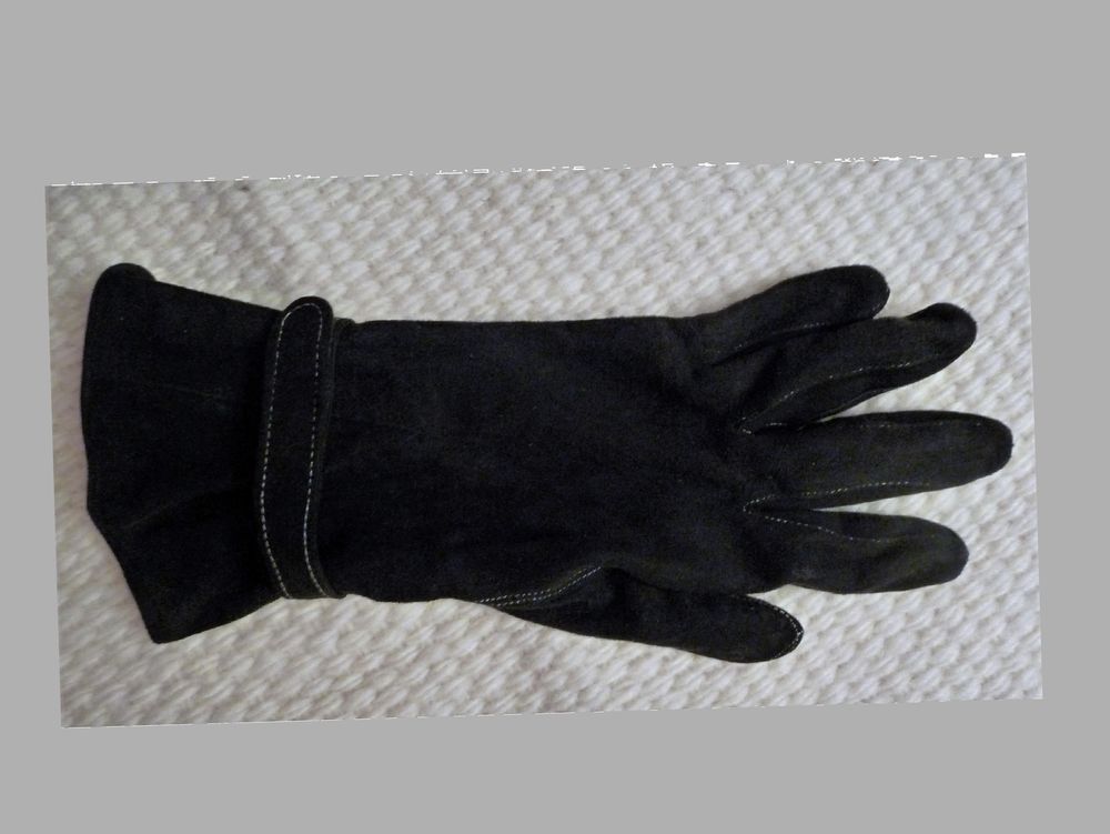 Gants en Daim Noir avec son Lien &agrave; Scratch autour du poignet Vêtements