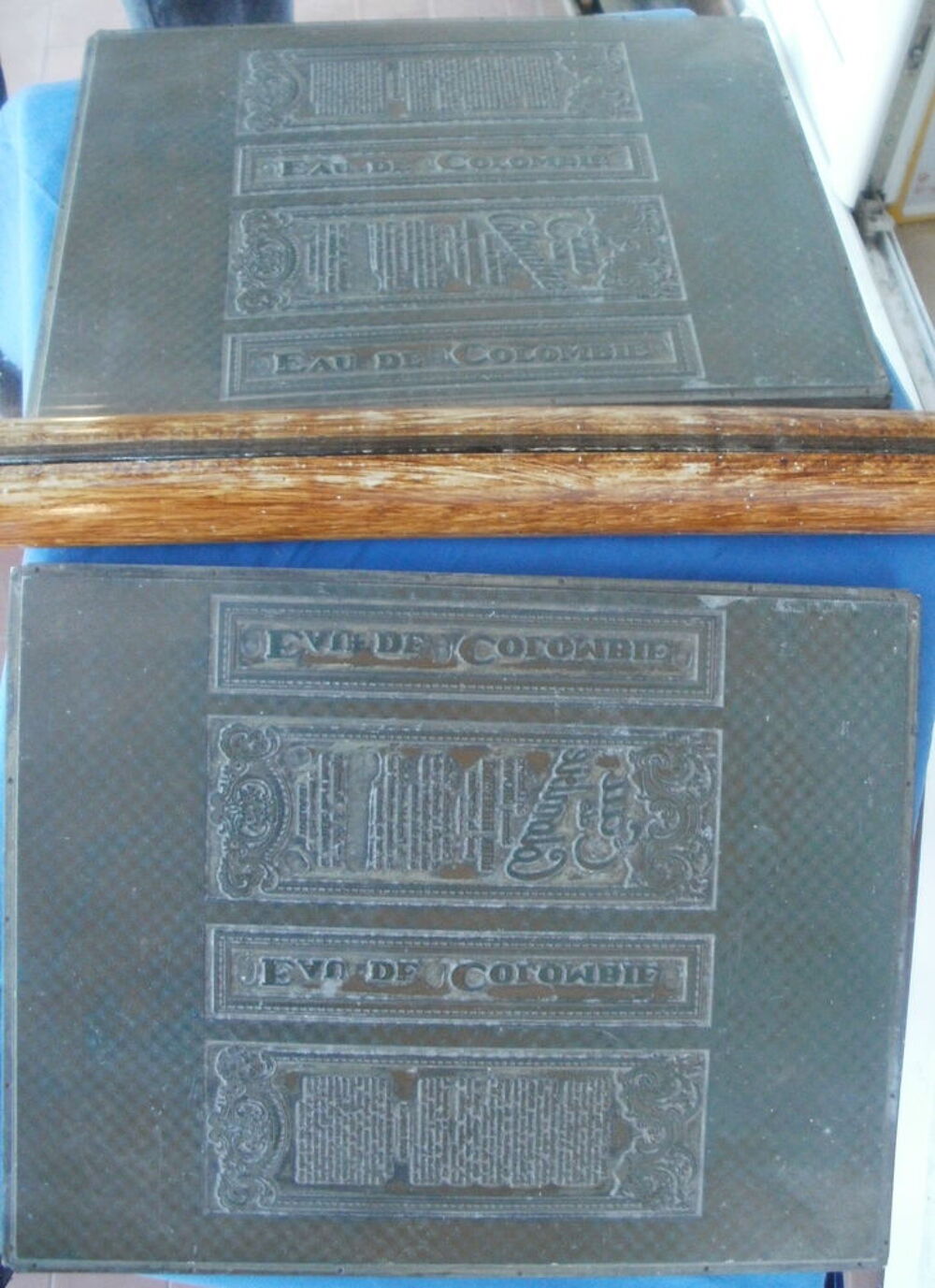 Plaque d'imprimerie "Eau de Colombie" (Samuel Brown) Décoration