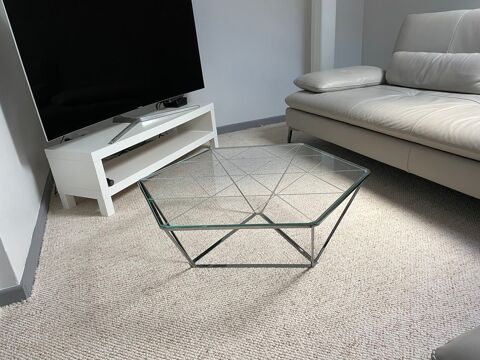 Table de salon octogonale inox-verre roche Bobois  0 Ascain (64)