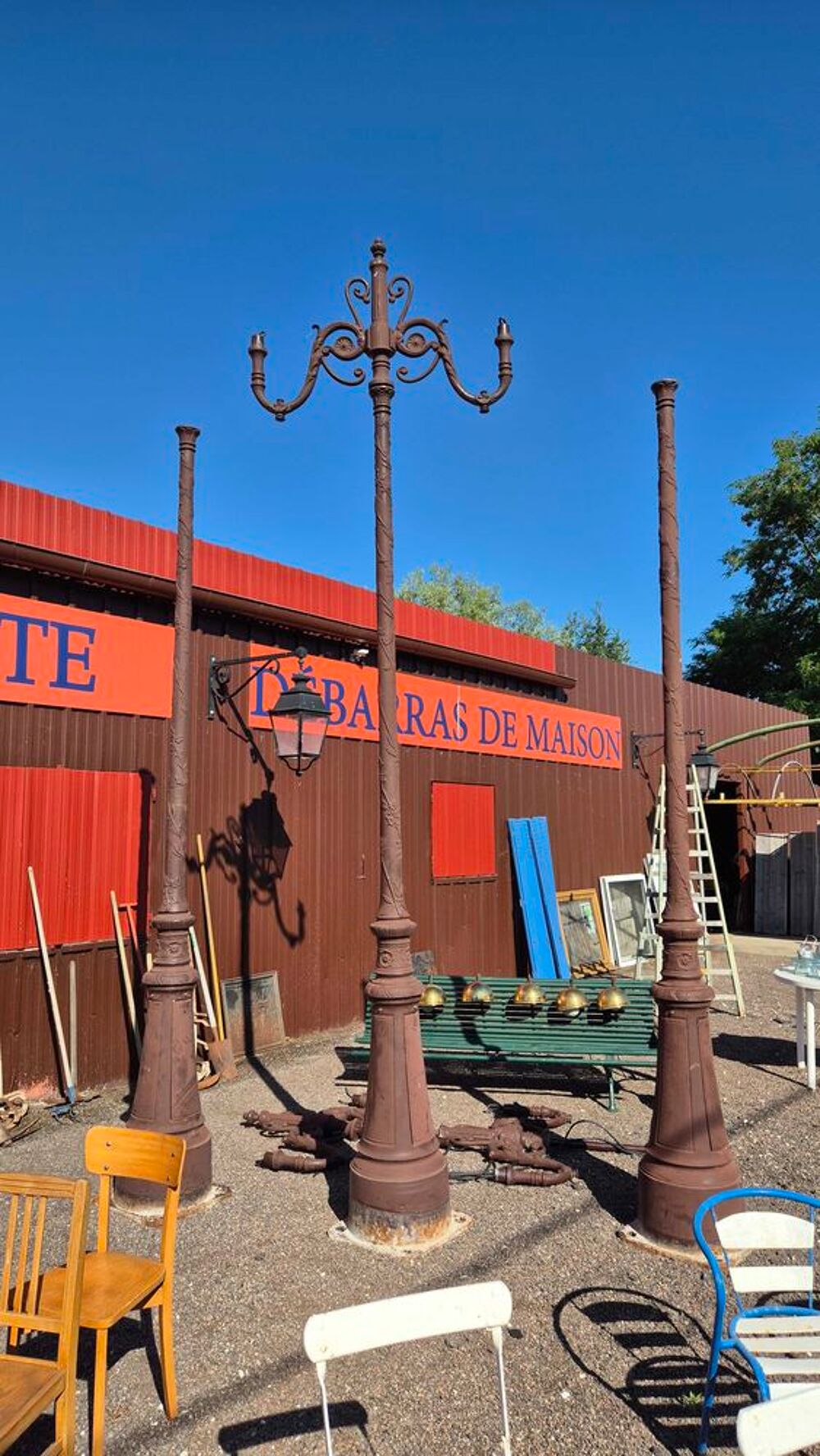 ancien Lampadaires ou r&eacute;verb&egrave;re en fonte Jardin