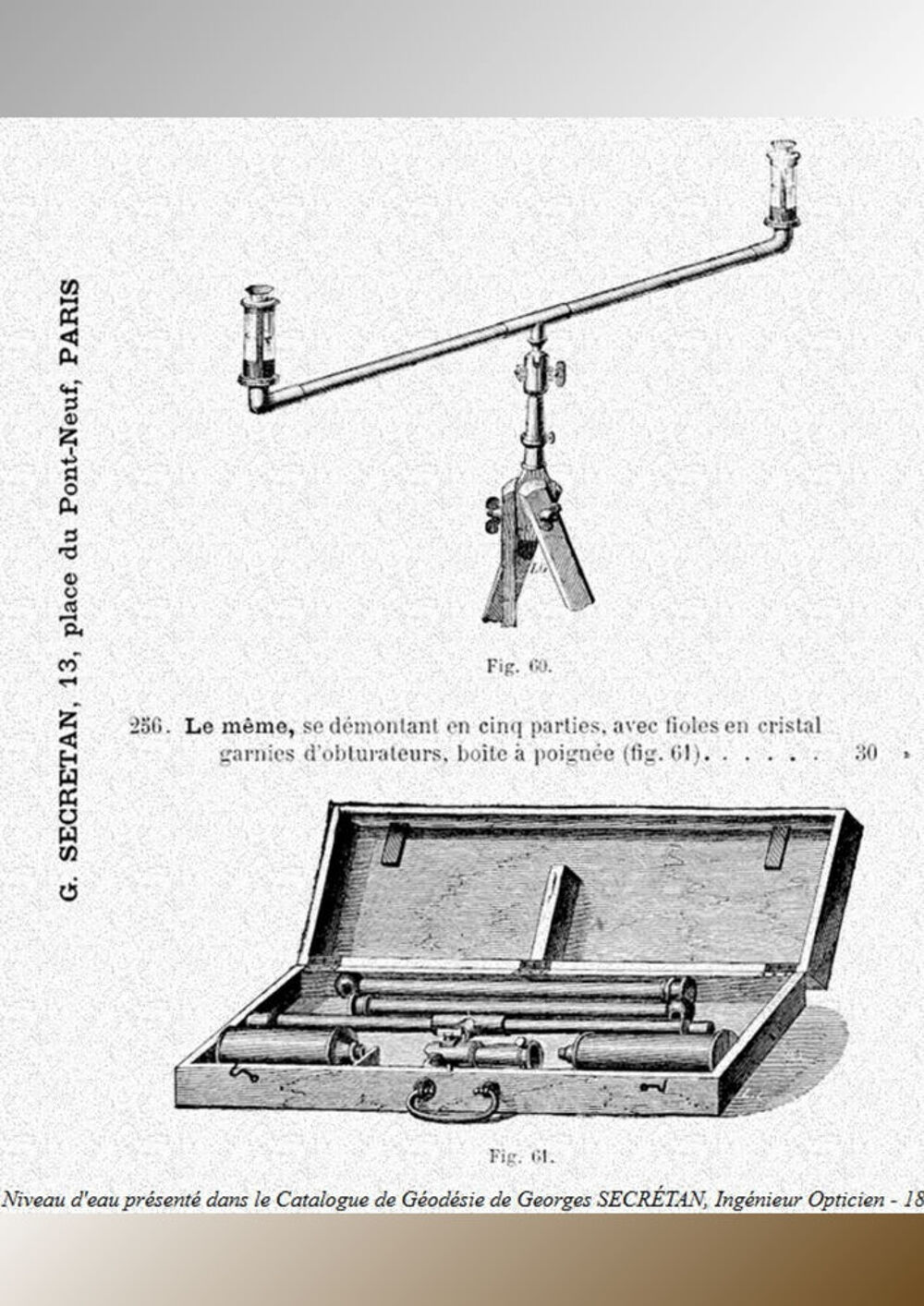 Niveau d'eau d'arpentage fin XIX pour g&eacute;om&egrave;tre
Instrument de D�coration