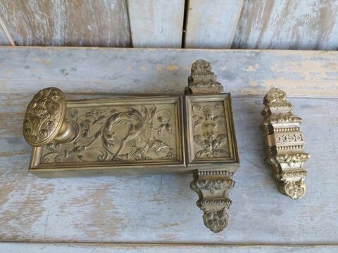 Ancienne Serrure Cr�mone Bronze Argent� Style Renaissance 400 Loches (37)