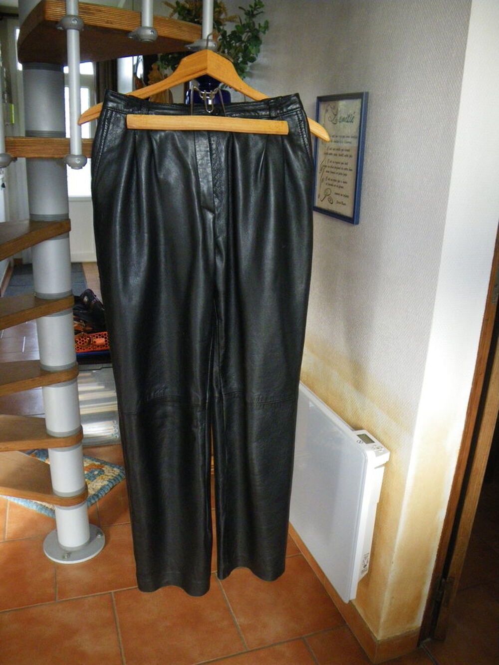 Blouson et Pantalon Cuir Noir Agneau tr&egrave;s fin V�tements