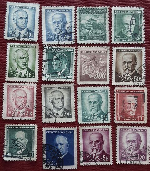 16 timbres à collection  TCHECOSLOVAQUIE oblitérés 1937-40 2 Pontoise (95)