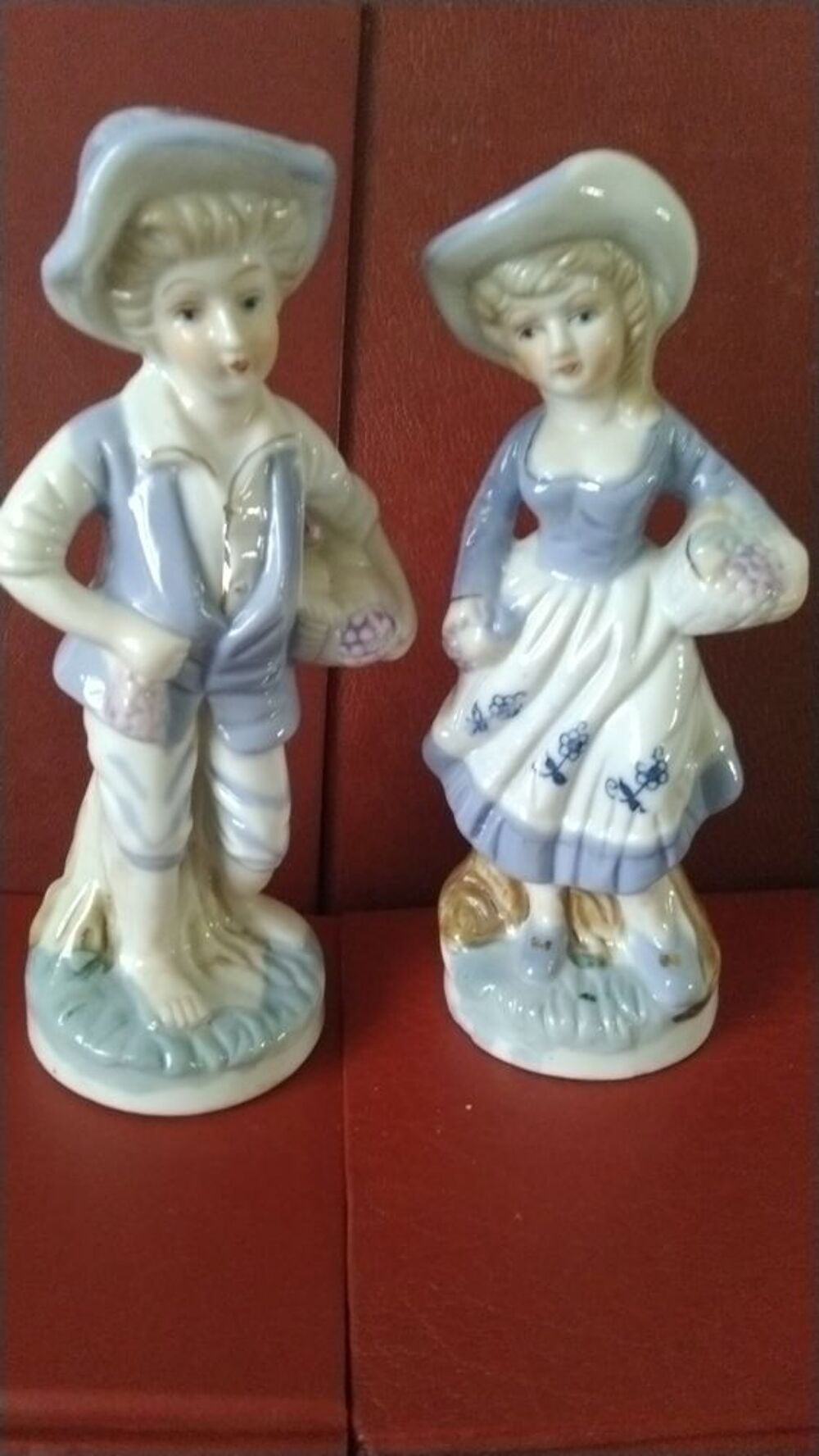 Couple porcelaine blanc bleu Décoration