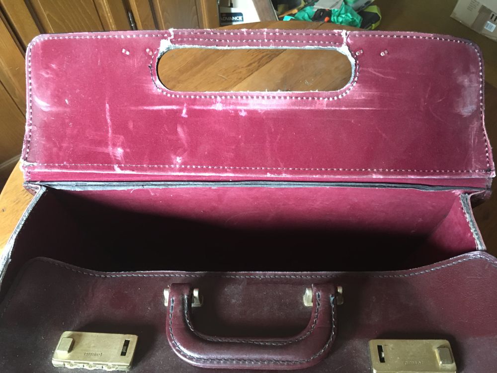 Sac mallette ancien &agrave; serrure Amiet Maroquinerie