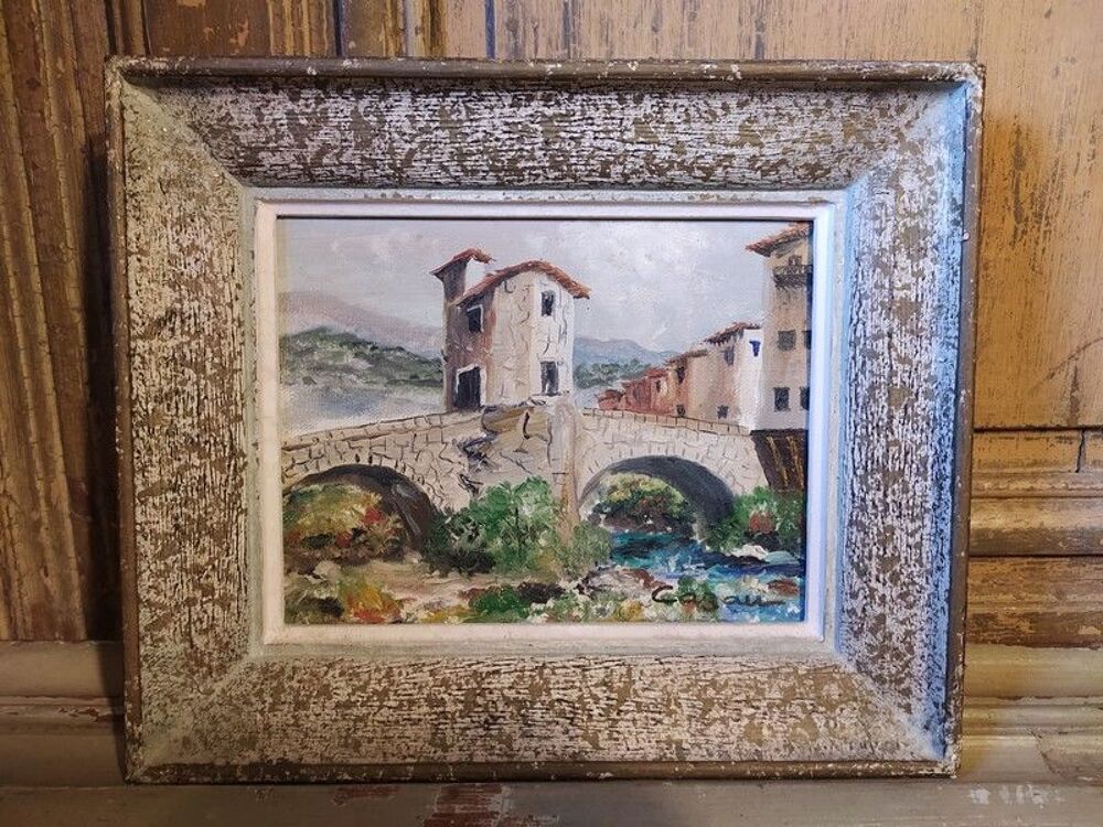 Tableaux Pont Vieux de Sospel Environs de Nice sign&eacute;s Cazau 