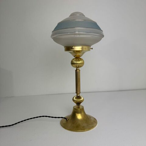 ANCIENNE LAMPE A POSER LAITON & VERRE VINTAGE 100 Montreuil (93)