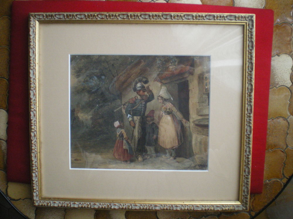 Aquarelle repr&eacute;sentant un militaire. 