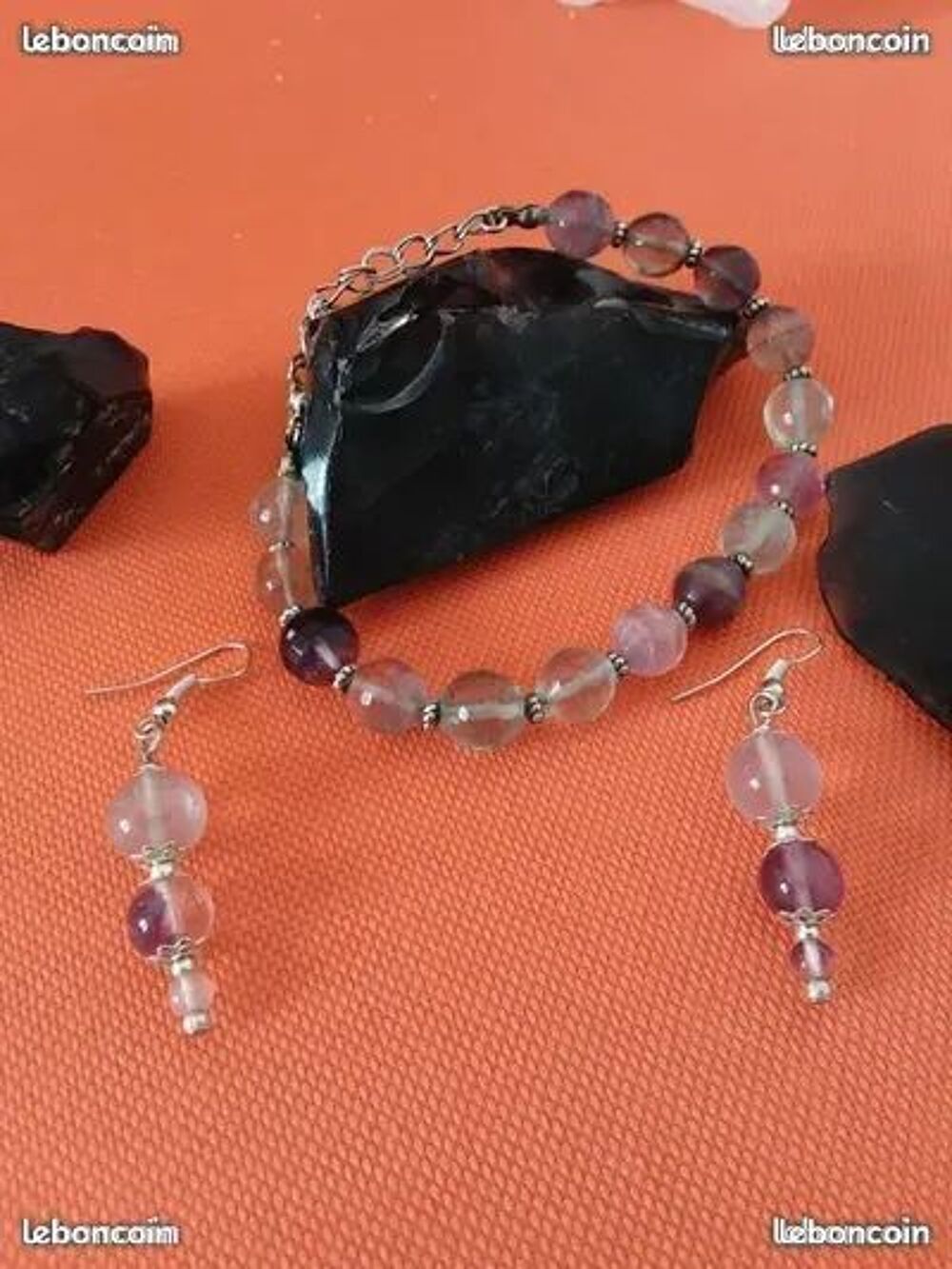 Parure bracelet et B.O en fluorine Bijoux et montres