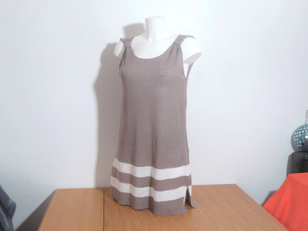 Tunique/ Tee Shirt Beige &agrave; Rayures Blanc- Autre Chose Vêtements