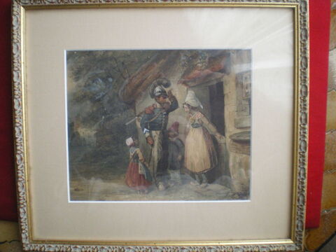Aquarelle représentant un militaire. 250 Caen (14)