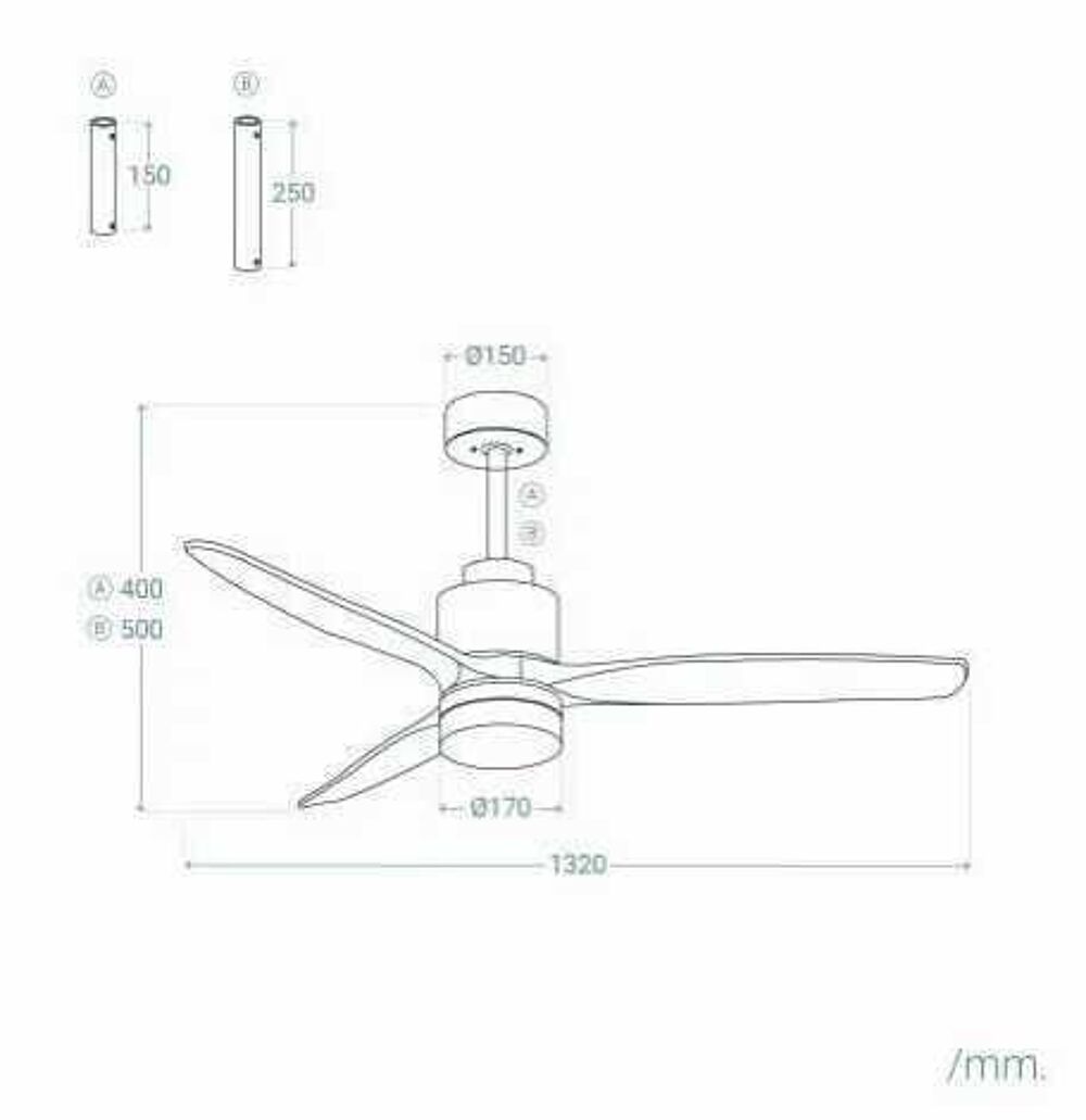 Ventilateur plafond r&eacute;versible 132 cm pales en bois NEUF Electroménager