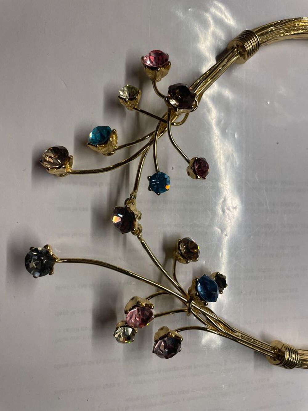 collier bouquet fleurs dor&eacute; strass multicolore Sonia RYKIEL Bijoux et montres