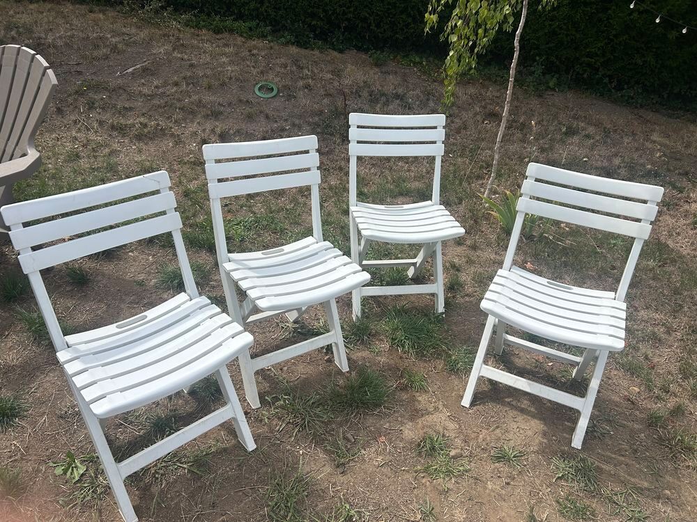 Lot 4 Chaises pliantes plastique ext&eacute;rieur Jardin