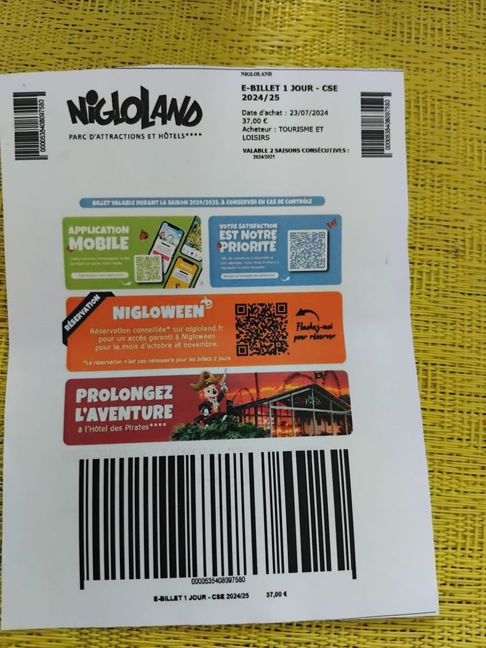 place nigloland Billetterie