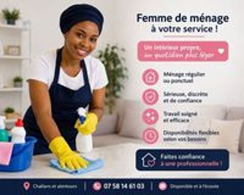  Femme de ménage à  Bois-de-Cené 19€/h SAP 50% - Challans Beauvoir et c'est alentours 