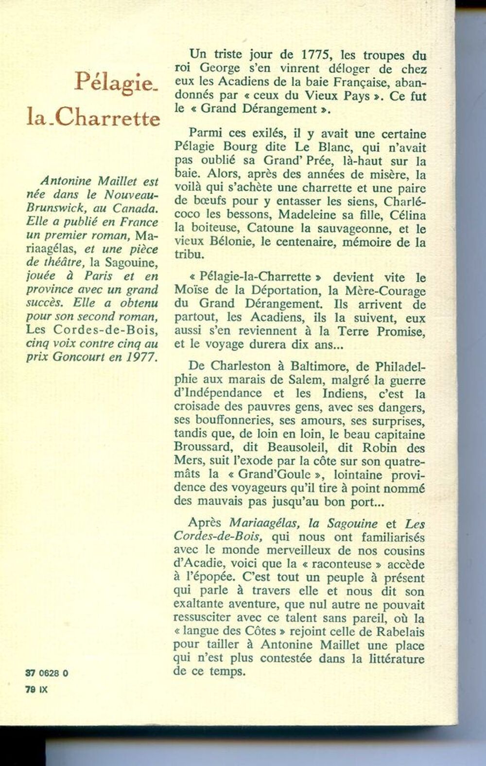 P&eacute;lagie-la-charrette- Antonine Maillet, Livres et BD