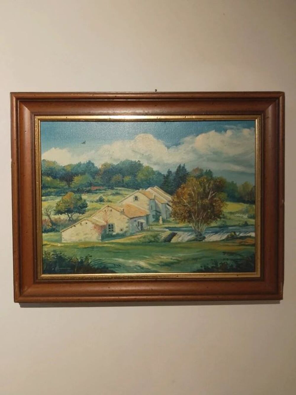 Magnifique tableau ancien peinture &agrave; l'acrylique sign&eacute; Décoration