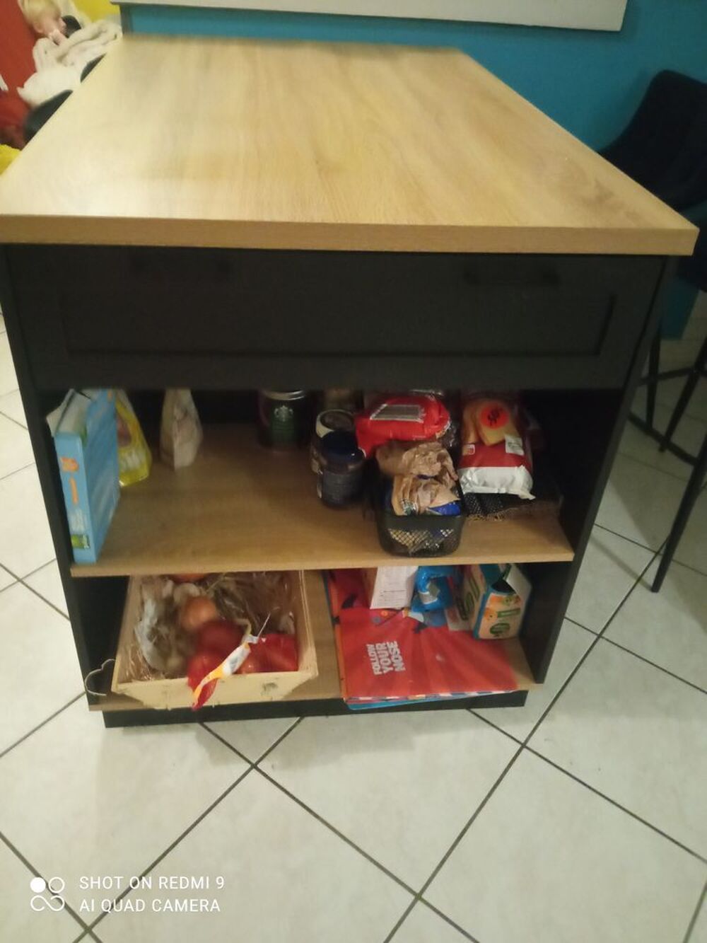 &Icirc;lot cuisine noir et bois Meubles