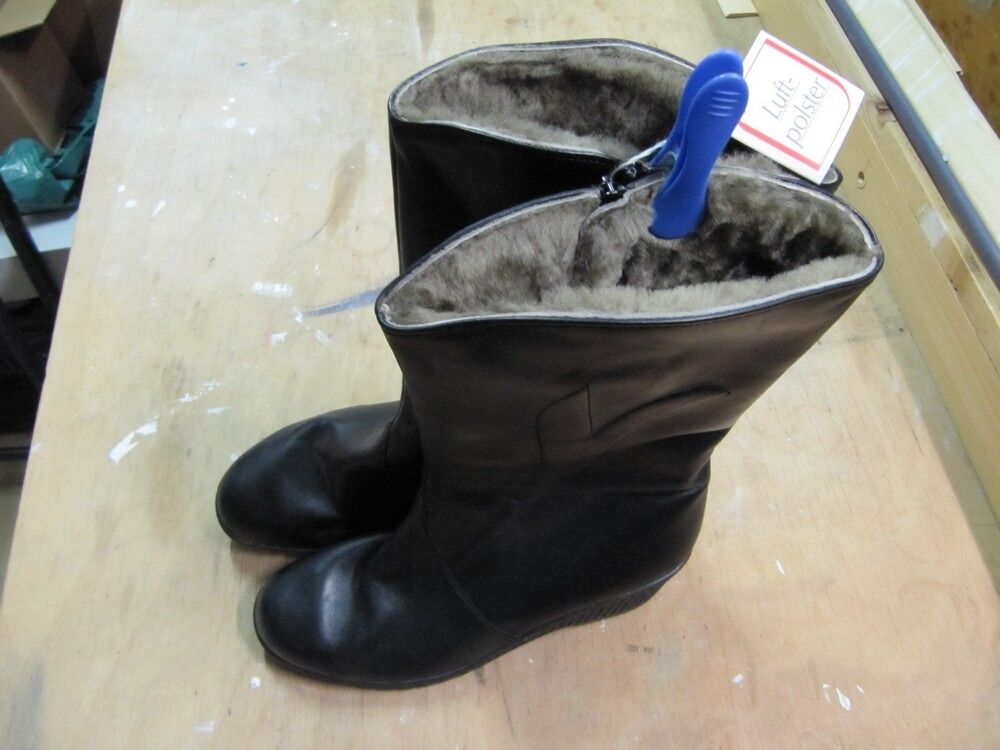 BOTTES CUIR lisse noir Fourr&eacute;es NEUVES P41 Chaussures