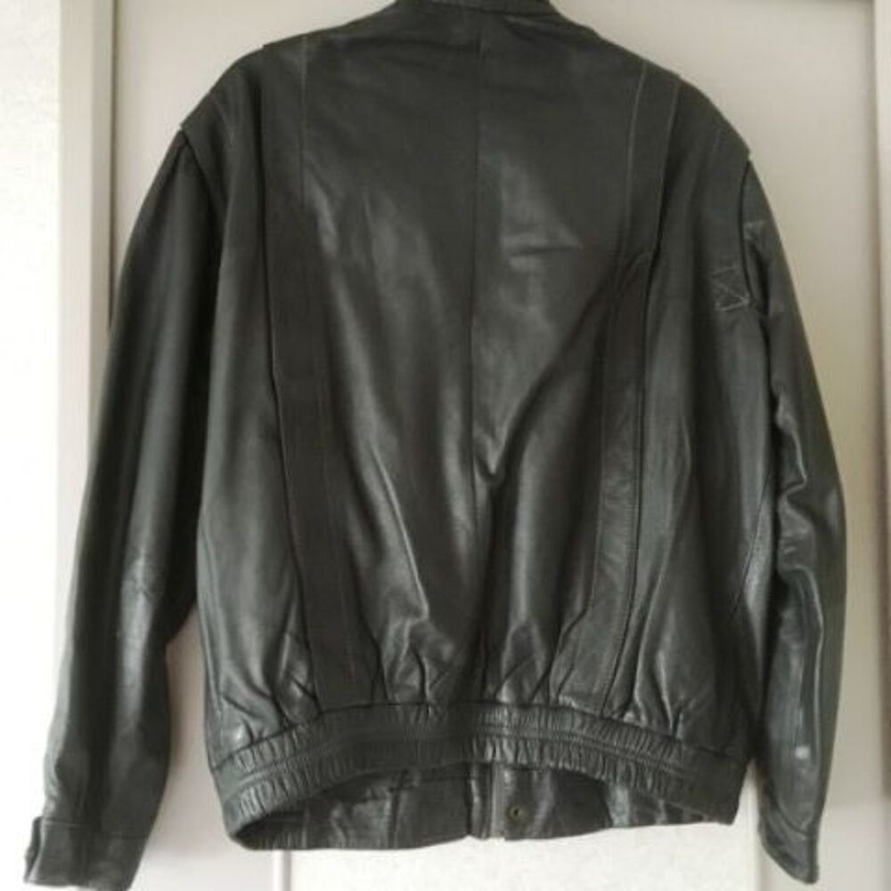 blouson en cuir coloris gris Vêtements
