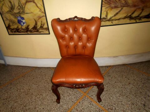 Chaise fauteuil similicuir marron  60 Monflanquin (47)