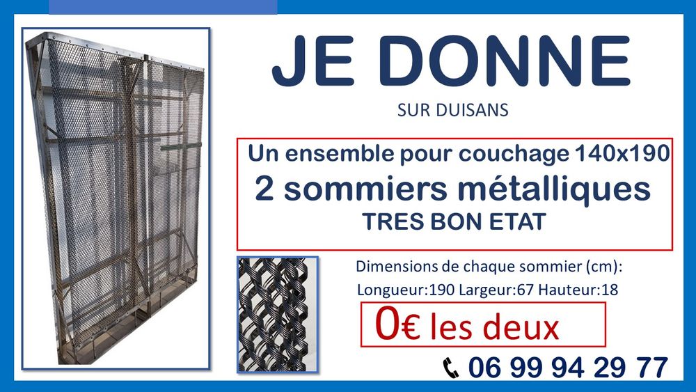 JE DONNE sommiers m&eacute;talliques 140x190 Meubles