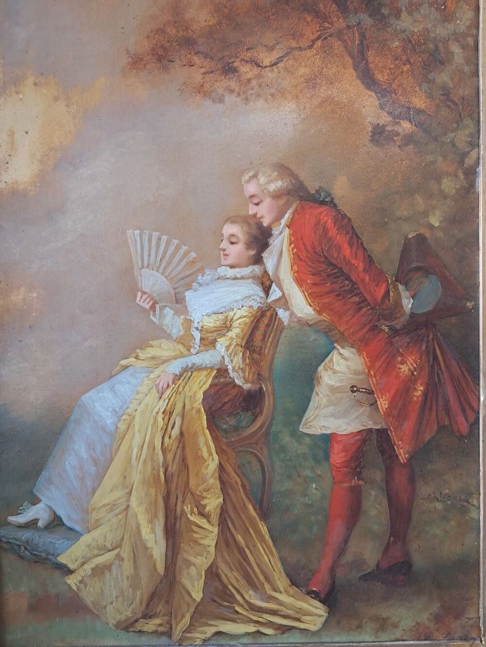 Tableau ancien, huile sur panneau Décoration