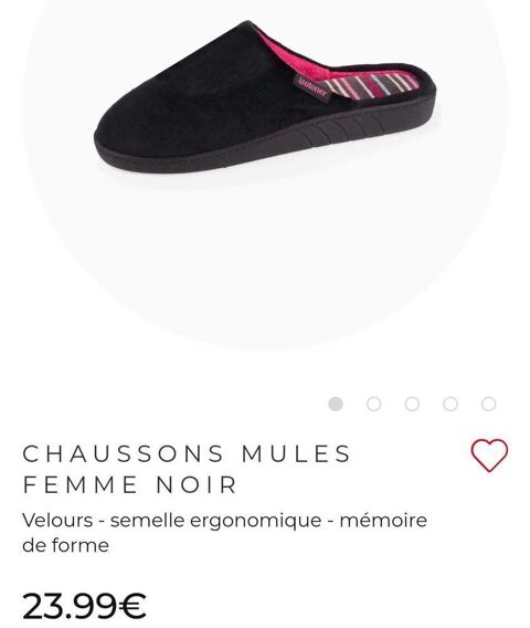Chausson mule femme noire P39. Isotoner 12 Oullins (69)