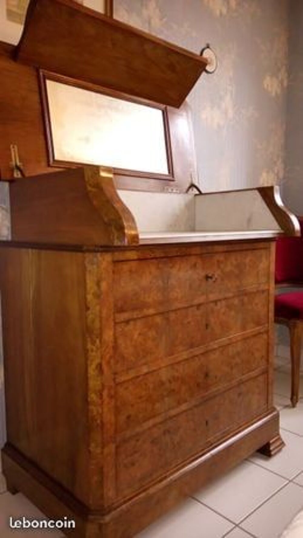 coiffeuse commode acajou + miroir vintage tres bon &eacute;tat Meubles