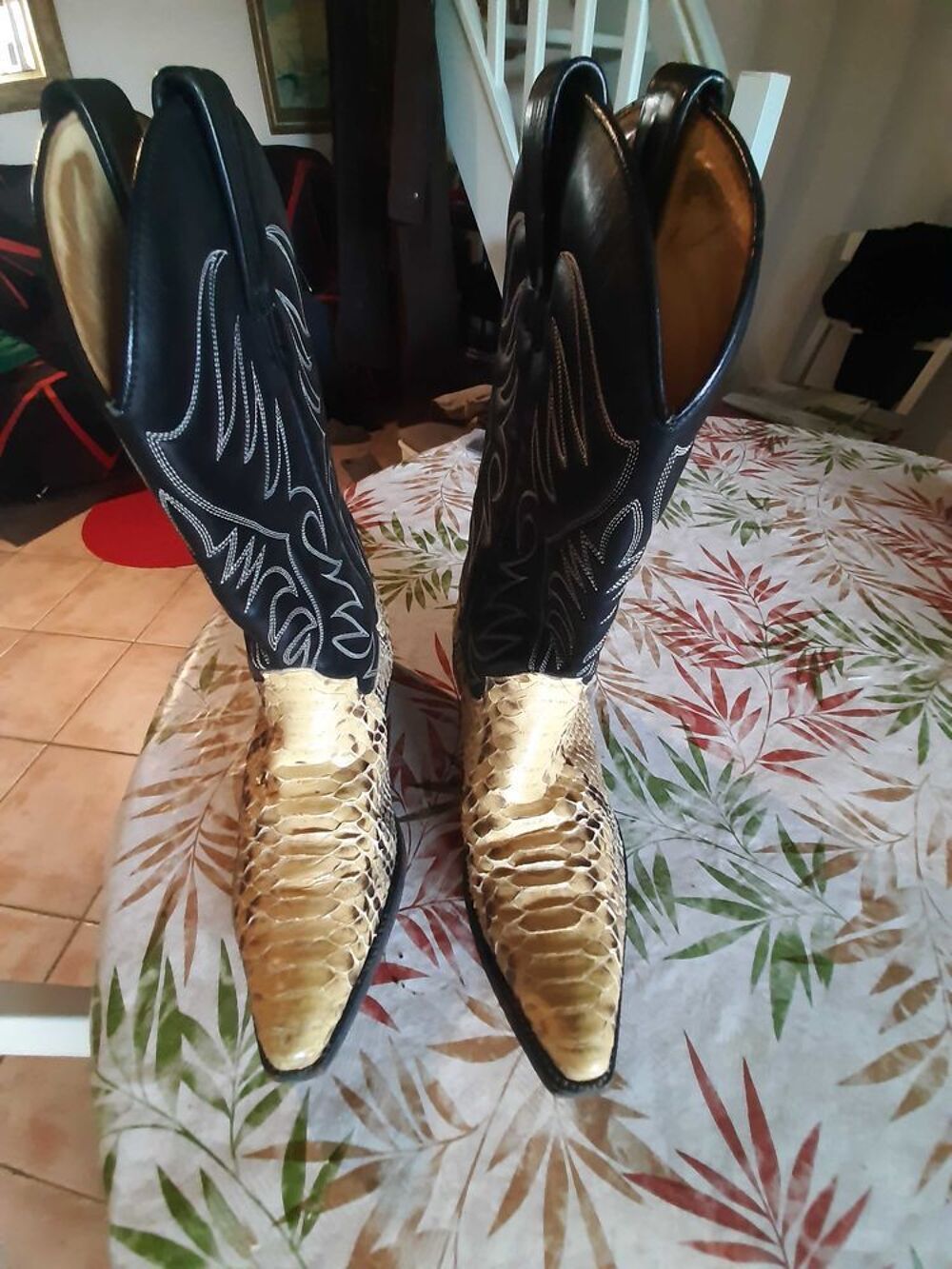 Santiag cowboy serpent cuir 