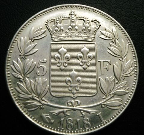 Pce de 5 francs 1818 I  Louis XVIII copie en plaqu argent  19 Corme-Royal (17)