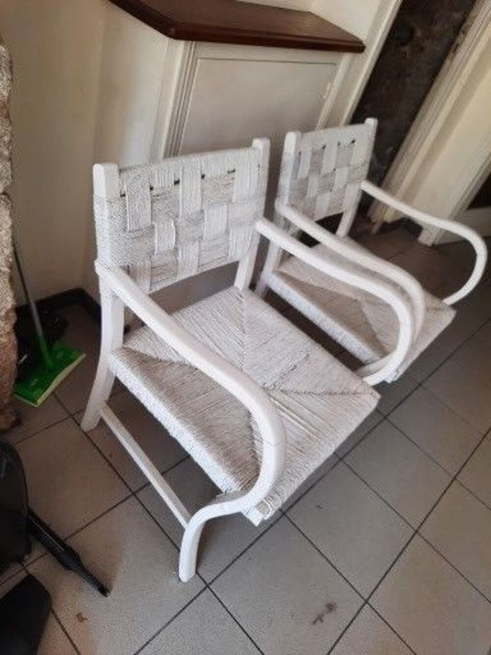 2 FAUTEUILS ANCIENS VROOM &amp; DREESMANN-HOLLANDE EN ROTIN-BOIS Meubles