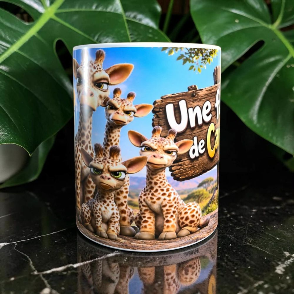 Mug humour, famille de girafes grincheuse Décoration