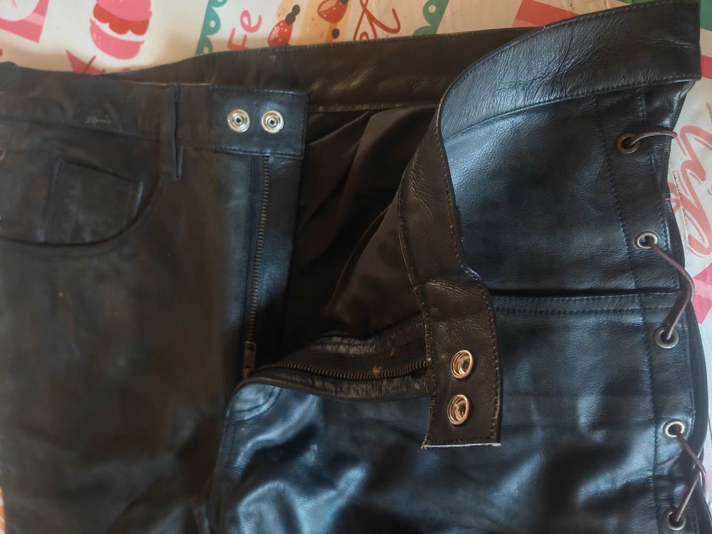 pantalons en cuir motard biker homme 42 Vtements