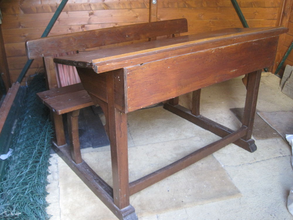Banc d' Ecolier Pupitre Table Bureau Ancien Meubles