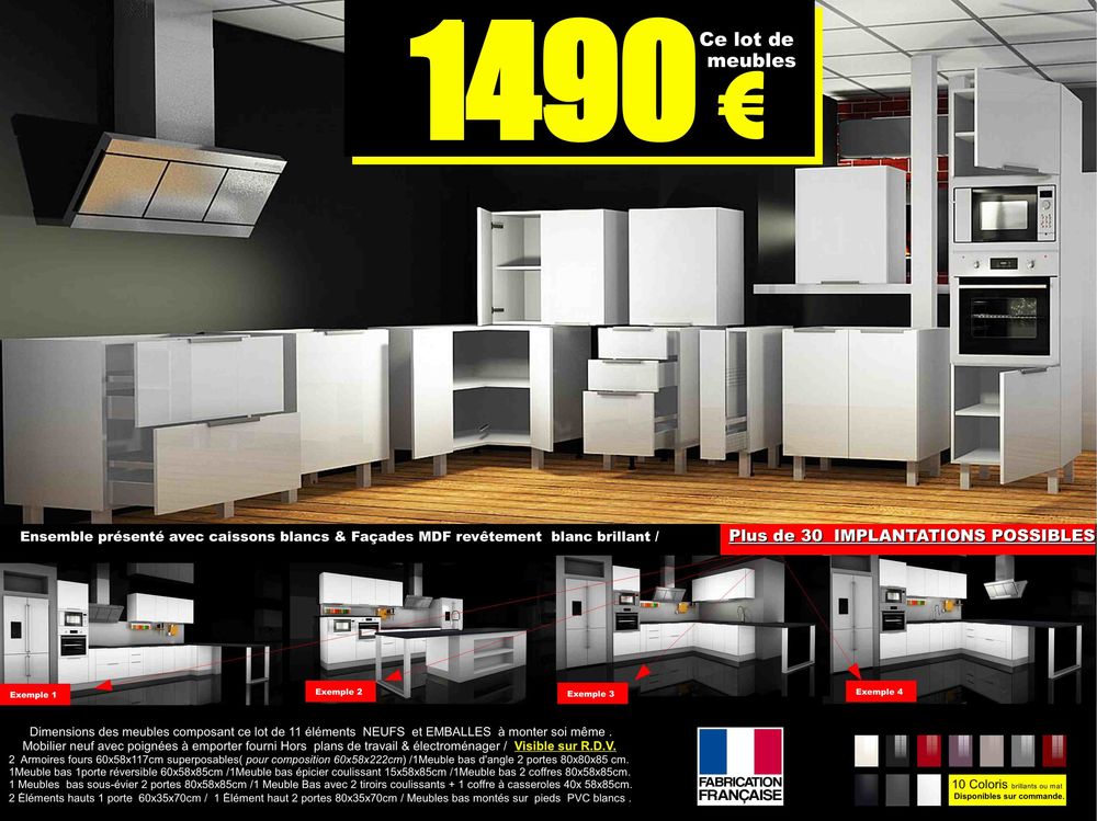 A VENDRE UN LOT DE 11 MEUBLES DE CUISINES NEUFS. Meubles
