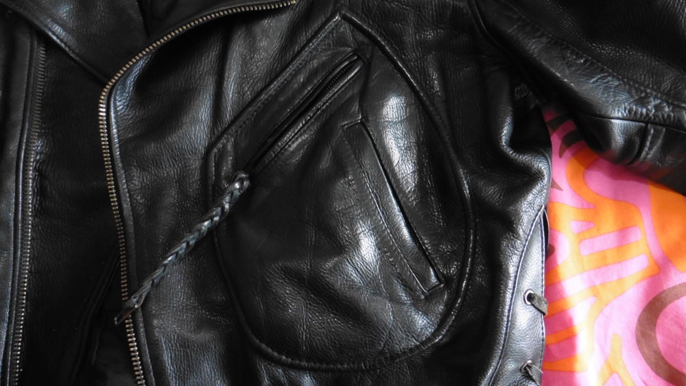 Blouson en cuir noir style vintage homme Vtements