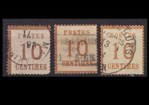 Timbres FRANCE Alsace-Lorraine 1870-71 YT 5 10 Paris 1 (75)
