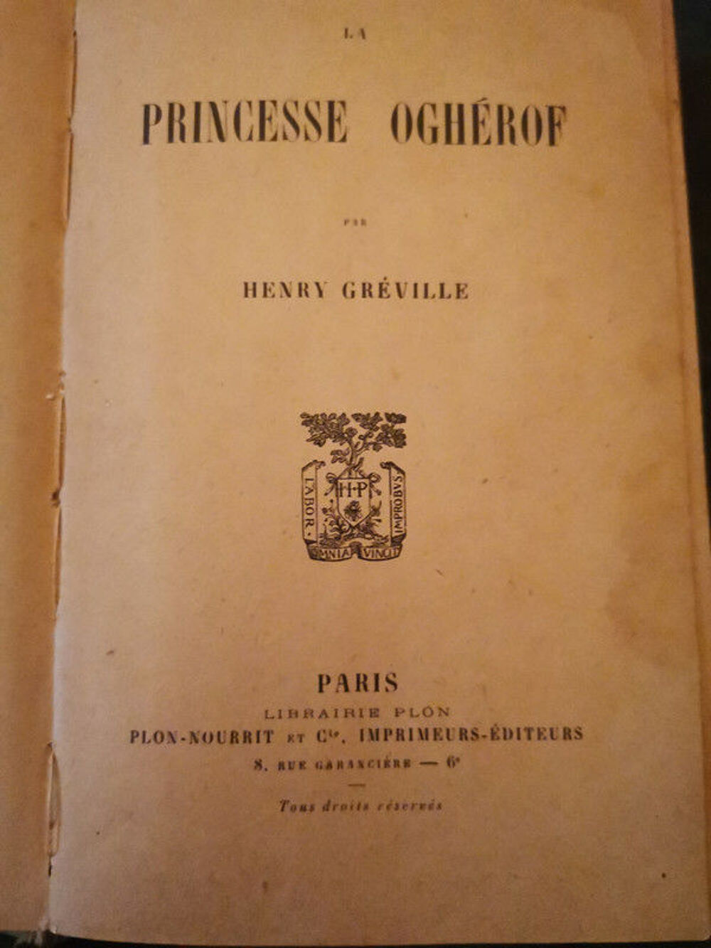 La Princesse Ogherof /Henry Gr&eacute;ville Livres et BD