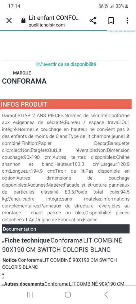 Lit Switch Enfant 90*190 80 Peymeinade (06)