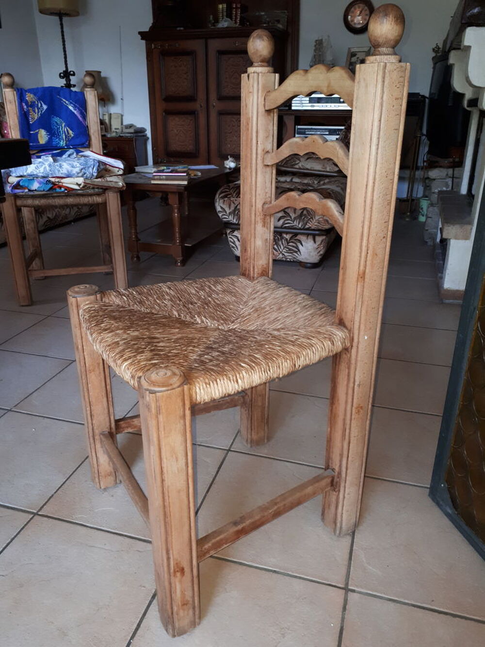 Chaises bois et paille Meubles