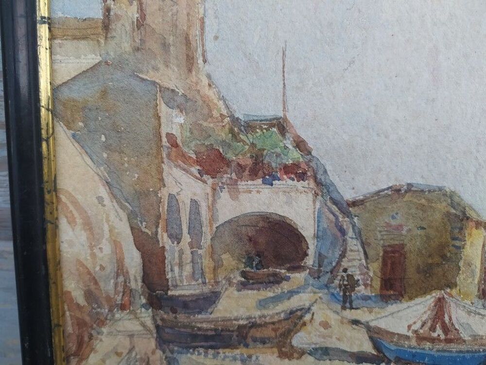 Tableau Aquarelle Marine Faraglioni Capri Naples Italie 