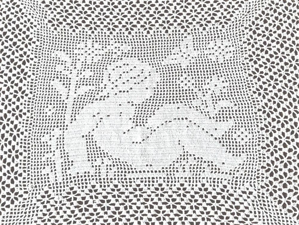Nappe ronde neuve blanche faite main au crochet 280 cm diam D�coration