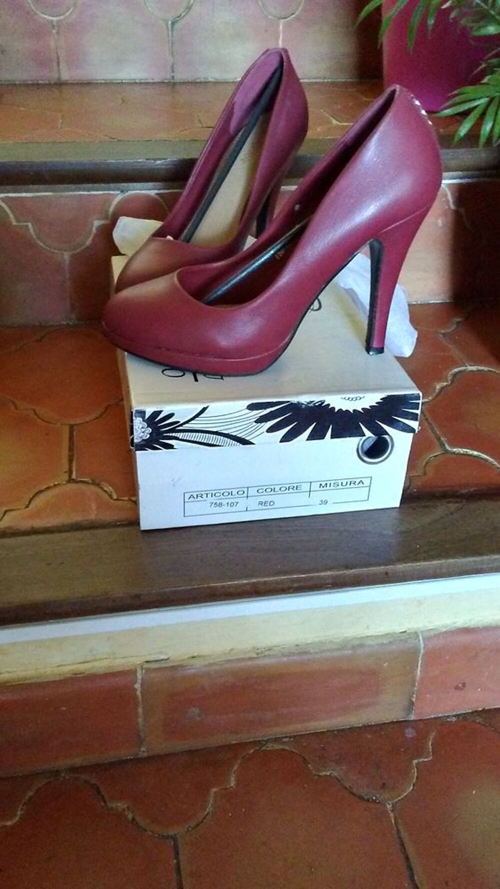 Escarpins bordeaux Talons hauts T39 Chaussures