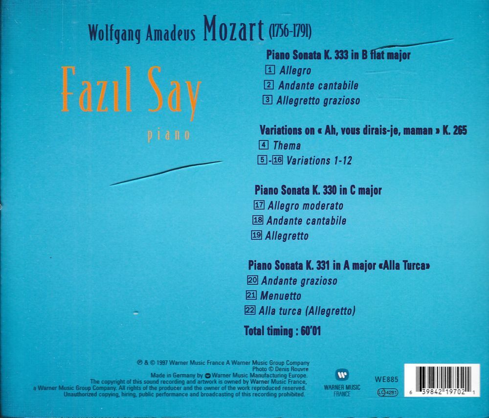 CD Fazil Say Piano Mozart CD et vinyles