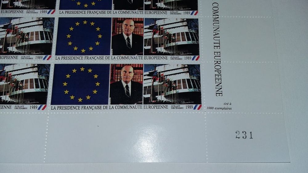Vignette de la pr&eacute;sidence fran&ccedil;aise de la CEE, Mitterrand 